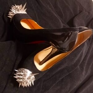 Christian Louboutin Black Patent Spiked Heels